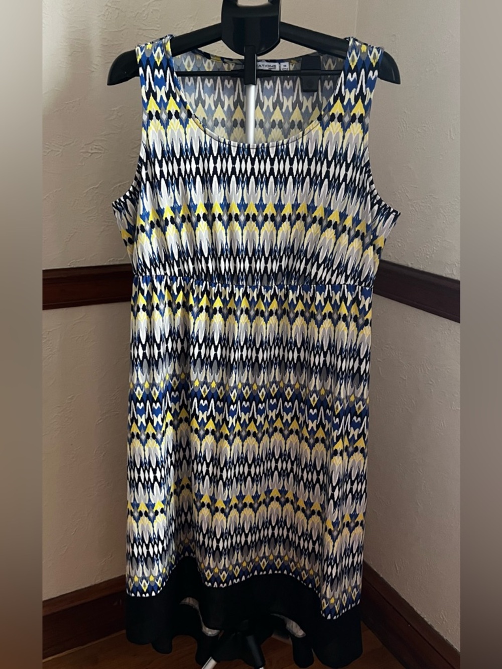 Notations Navy, Yellow & White High-Low Sleeveless Dress 2X